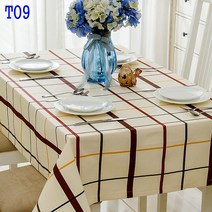 SKANDSALO 식탁보 모던 체크무늬 심플 도트 스트라이프 순면 캔버스 티테이블보 성탄 인테리어 테이블 천다기, T09-체크-베이지, C12-140*180