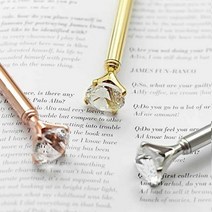 [바보사랑]갓샵 보석볼펜 2종 다이아몬드볼펜 진주볼펜 특이한펜, 다이아몬드/로즈골드