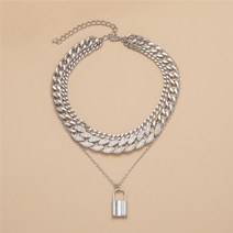 14K 팔찌 금 볼드 체인 여자 데일리 punk multi layer love lock 펜던트 초커 목걸이 steampunk 여성 남성 자물쇠 크리스탈 청키 목걸이 커플 쥬얼리