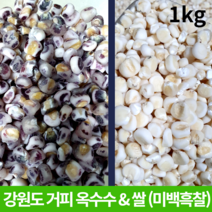 강원도 홍천 거피옥수수 쌀 말린옥수수 1kg 산지직송 껍질제거 껍질깐 찰 옥수수 범벅 쌀 알 갱이 말린 미백 흑찰 1키로 잡곡, 말린옥수수 1kg (미백)