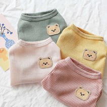 펫라이엇 1+1 강아지옷 고양이옷 데일리 크루넥 와플 티셔츠 나시 실내복 외출복 S-XL, 세트10_핑크+연핑크
