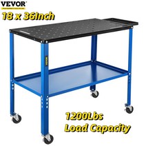 이동식 작업대 목공 vevor 강철 용접 테이블 카트 544kg 용량 18x36in diy 산업 전기 톱 헤비 듀티 금속 가공 조정 가능한 높이, 없음