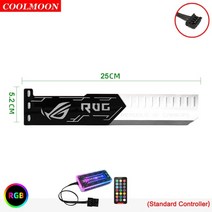 Coolmoon rgb led 라이트 그래픽 카드 브래킷 25cm28cm 5v small 4pin gpu 지원 vga 홀더 컴퓨터 섀시 pc 액세서리, rog25cm w 표준