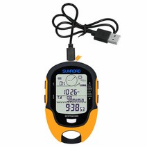 낚시 가게 다기능 LCD 디지털 GPS 고도계 기압계 나침반 휴대용 야외 캠핑 하이킹 등산 LED 토치, 1개, 주황색(업그레이드)