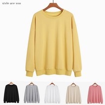 스타일아유 남녀공용 순면 베이직 특양면 맨투맨 6색 100%Cotton[AXB6TS253A]