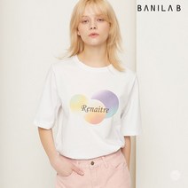 [바닐라비] 여성 화이트톤 라운드 프린트 티셔츠
