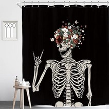 [기분전환] 샤워커튼 사이키델릭 H183cm Homewelle, Skull Skeleton, 1개