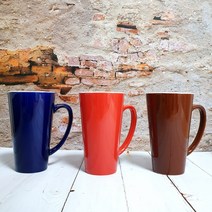 홈카페 컬러 롱 머그컵 도자기 카페 사무실 신혼그릇 예쁜머그 개인컵 에코컵, 레드