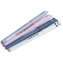 펜 마우스 펜마우스 손목보호 전자펜 귀여운 동물 팬더 지울 수 있는 젤 잉크 0.35Mm 학교 사무실 공급 선물 학생 문구 4 개/세트, [01] Black