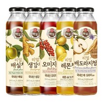 CJ제일제당 백설 리얼청 5종 매실/생강/오미자/레몬/배도라지청, 상세설명 참조, 06. 생강청 2개 + 매실청 1개