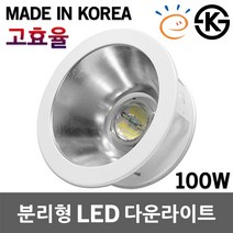 대도 8인치 LED 다운라이트 100W 분리형 고효율 매입등 압출형 뒷부분 컨버터 분리 교회 체육관 고천장 LED매입등 LED다운라이트 분리형매입등 LED조명 LED등기구 국산, 주광색