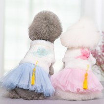 딸구네댕댕이옷짱 강아지 설 추석 명절 한복 프릴 원피스, 블루