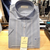 맨하탄셔츠 단독가격인하 여름반팔 시원한 아사소재 블루 일반핏 셔츠