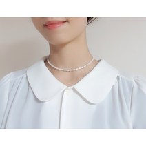 천연 담수진주목걸이 진주초커 심플한 원석 비즈 손담비목걸이