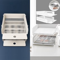 2단 서류받침 트레이 화이트 문서보존상자 지류함 도면보관함 그림보관함 색종이보관함, 쿨그레이