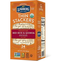 Lundberg Thin Stackers 레드 라이스 퀴노아 무염 얇은 잡곡 떡 글루텐 프리 비건 건강한 스낵 6oz 1팩