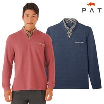 PAT 헨리넥 이중카라 티셔츠