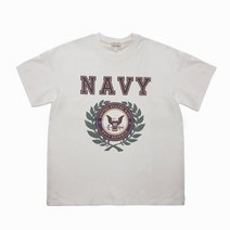 그롭스 U.S NAVY 월계관 반팔 티(아이보리) 반팔티 M~L 밀리터리 캐주얼 반팔 티셔츠 아이콘