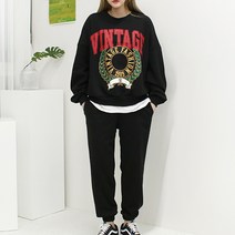 [퀸비샵] 빈티지 스웨트 셋업 (기모 ver.) // 겨울 츄리닝 세트 트레이닝복 빅사이즈 오버사이즈 오버핏 루즈핏