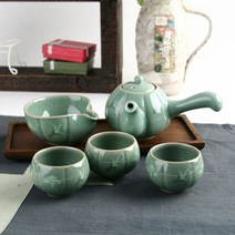 PGM1*^몰청자 운학 호박 3인 다기 세트 고급찻잔 선물용 가정용 예쁜 도자기^*1췤pgm, a^^*옵션없슴