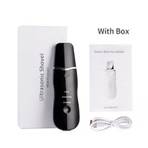 초음파 페이스 스킨 스크러버 페이셜 클리너 필링 진동 블랙헤드 제거 각질 모공 케어 장치, Black With Box