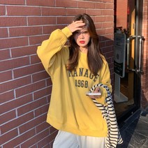 레이디 매직(lady magic)여성 심플 오버핏 기모 맨투맨