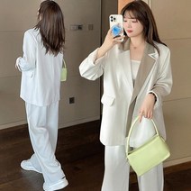 투칼라 바지 정장 세트 뚱녀 핫템 통통녀 코디 빅사이즈 트렌치코트 출근룩 봄 가을 데이트룩