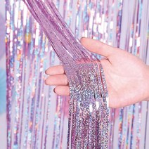 브라이덜샤워소품 생일 파티 커튼 벽장식 포토존 꾸미기 7종, 쿠팡 홀로그램 로즈골드