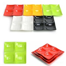 멜라민 4칸 안주접시 반찬그릇 21.5x21.5cm 14호 검정, 쿠팡청담mall 본상품선택, 쿠팡청담mall 본상품선택