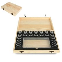 나무 동전 보관 상자 조정 가능한 항산화 컬렉션 케이스 홈 단순 기념 컨테이너 디스플레이 캡슐 동전보관, 보여 주다