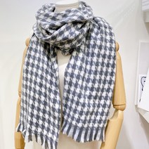pkpj 기모 하운드체크 포근하고 부드러운 캐시미어 빅사이즈 사각 머플러 목도리