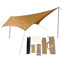icamp(아이 캠프) 솔로 터프 tarp one 펜타곤 터프 경량 2kg 폴 2개 부착 3.8m×3.8m 자외선 컷 내수압 3000mm 솔로 캠프