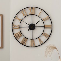 엔틱 무소음 벽시계 인테리어 수입 거실 벽걸이시계, 로마 철제 50cm 골드