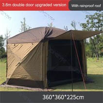 야외 파고라 가제보 퍼걸러 바비큐 농막 캐노피 정자 방갈로 흡연 캠핑용 육각 방수 및 방풍 6 면 가족 모, 03 3.6m 2door Upgrade