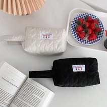튤립하트파우치 누빔 필통 학생 화장품 필기구 퀼팅