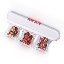 Elesky 가정용 진공포장기 + 진공팩10p 스마트 가정용 실링기 음식물 진공 밀봉기 FA-818, 화이트/핑크