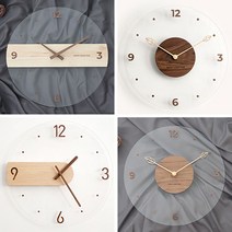 우드 투명 무소음 인테리어 40cm 벽시계 3종 거실 사무실 카페 집들이 선물용, Design 2 (40cm)
