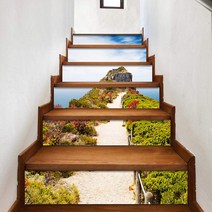 자연 경관 계단 시트지 스티커 이동식 방수 3D 홈 인테리어 아트 장식, 18x100cmx13pcs, LT6-12