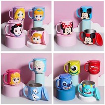 어린이 아동용 3D 디즈니 탈부착 스텐 물컵( 260ML), 엘사