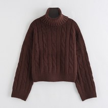 일상화보 바빈 여성 꽈배기 폴라 니트