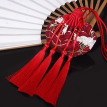 향낭 빈 봉지 감당함 가방 휴대용 엔틱 중국전통의상 코디 에어 주머니 단오절 몰다 모기향 494766442, 진홍 입을 열고 웃다 더블 태슬 손을