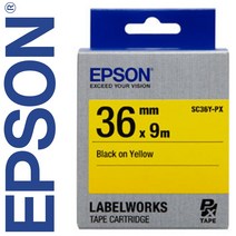 *정품* [ EPSON ] 라벨테이프, SC36Y-PX [36mm 노랑/검정글씨]