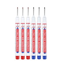 열펜 6pcs 흰색 깊은 구멍 긴 펜촉 머리 금속 천공 펜 유성 영구 아트 마커 방수 욕실 목공 20mm 21, 빨간색 3개 파란색 3개