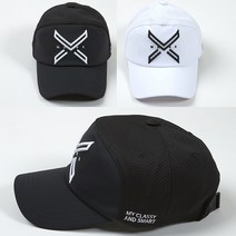 엑스마크 엣지5각 하프메쉬 볼륨자수 골프모자, FF, 화이트