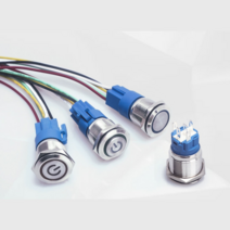 19mm 원형 메탈 푸쉬 온 락 스위치, 푸쉬온(블루) 19mm