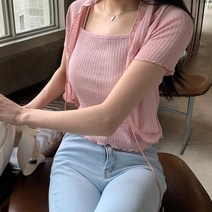 겟잇미 미노 여름 린넨 나시 가디건 SET