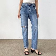 델레브 구제 찢청 일자 청바지 데님 팬츠 키작녀