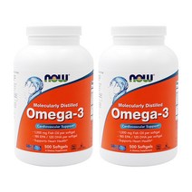 2개 Now Foods 오메가3 1000 mg 불포화지방산 피쉬오일 500 소프트젤, 500정