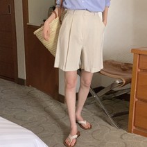 문비글 여리함두루 원 핀턱 와이드 린넨 하프 반바지