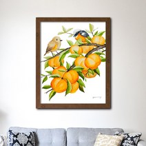 나봄갤러리 감나무와 따오기 감그림 액자, 4.내츄럴 브라운 액자